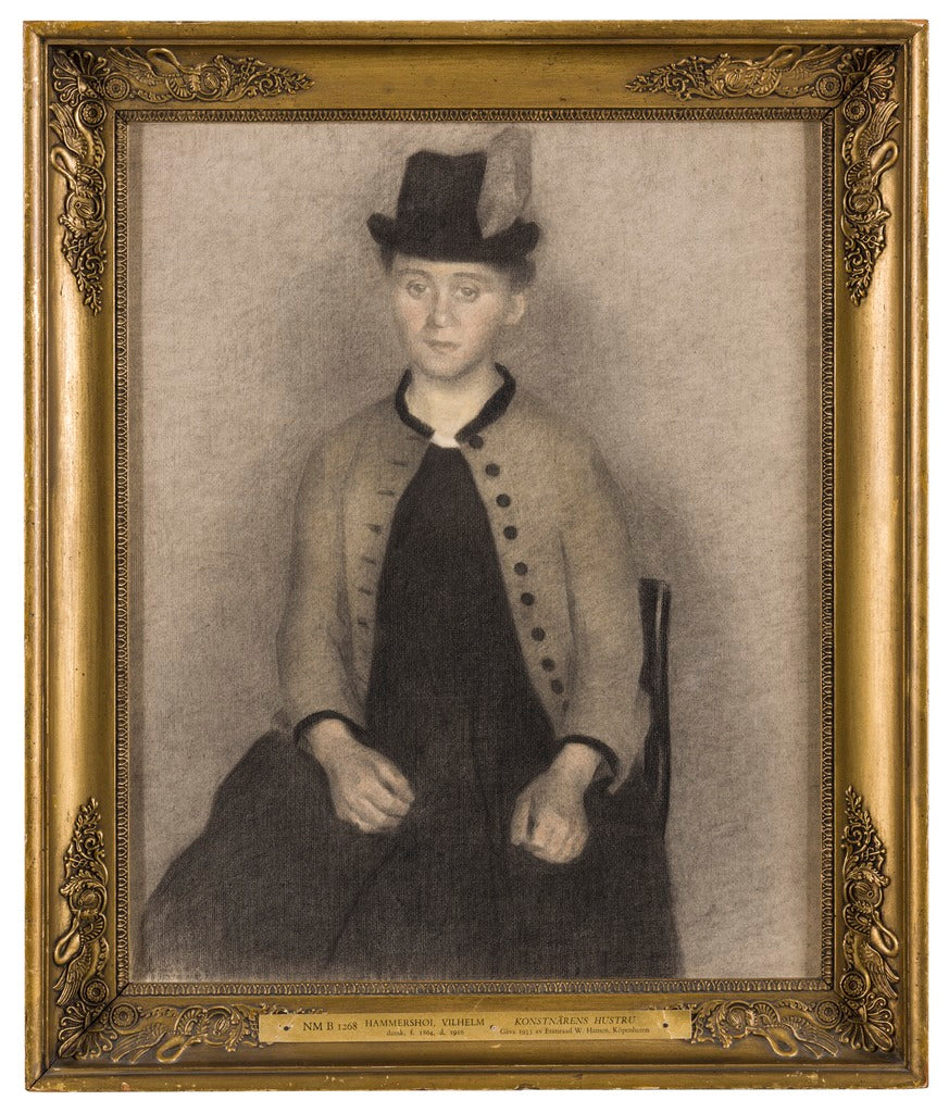 Ida Ilsted, the Artist's Wife, vintage artwork by Vilhelm Hammershøi, 12x8" (A4) Poster