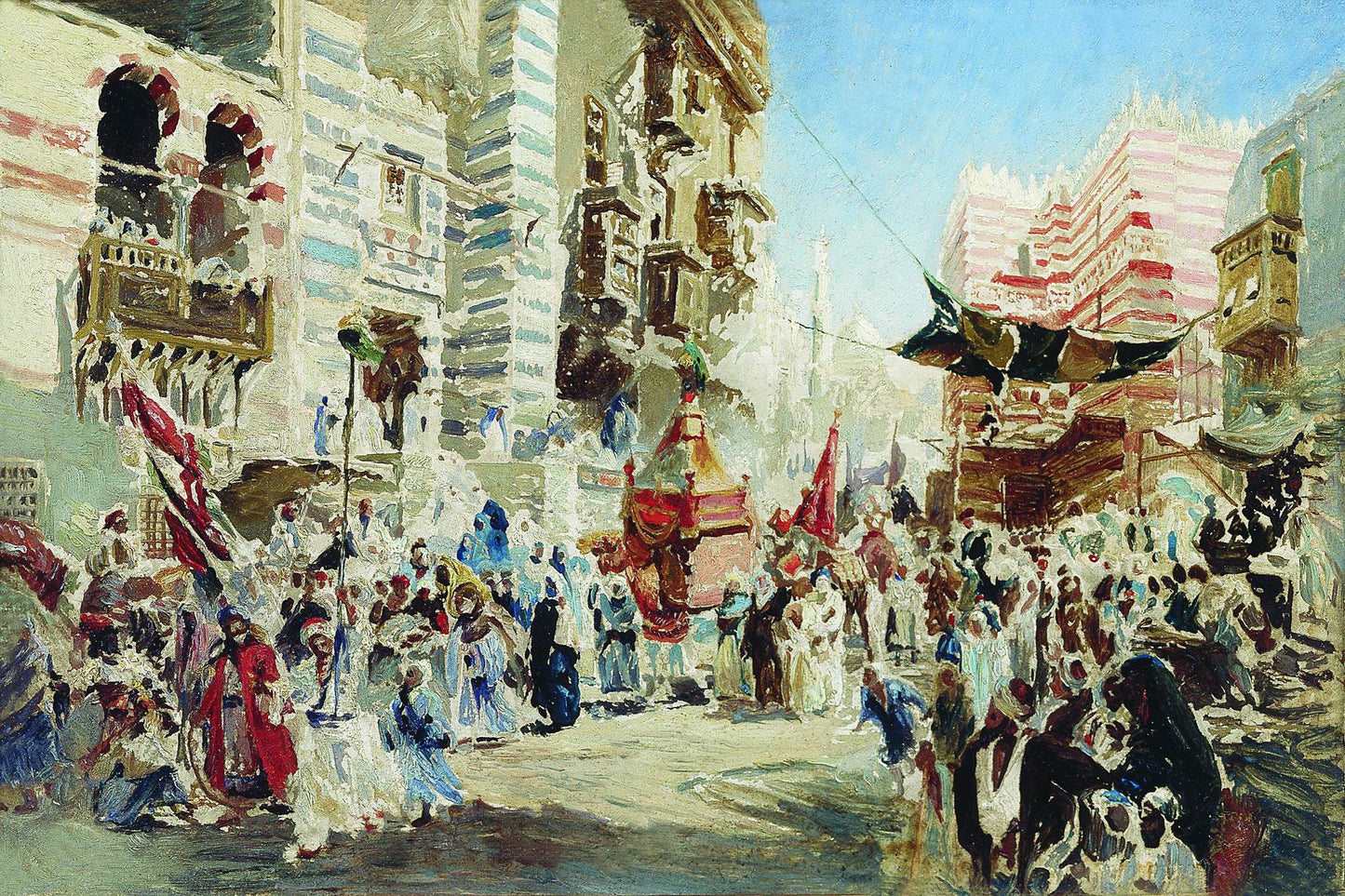 Carrying the Holy Carpet in Cairo (study), vintage artwork by Konstantin Yegorovich Makovsky, 12x8" (A4) Poster