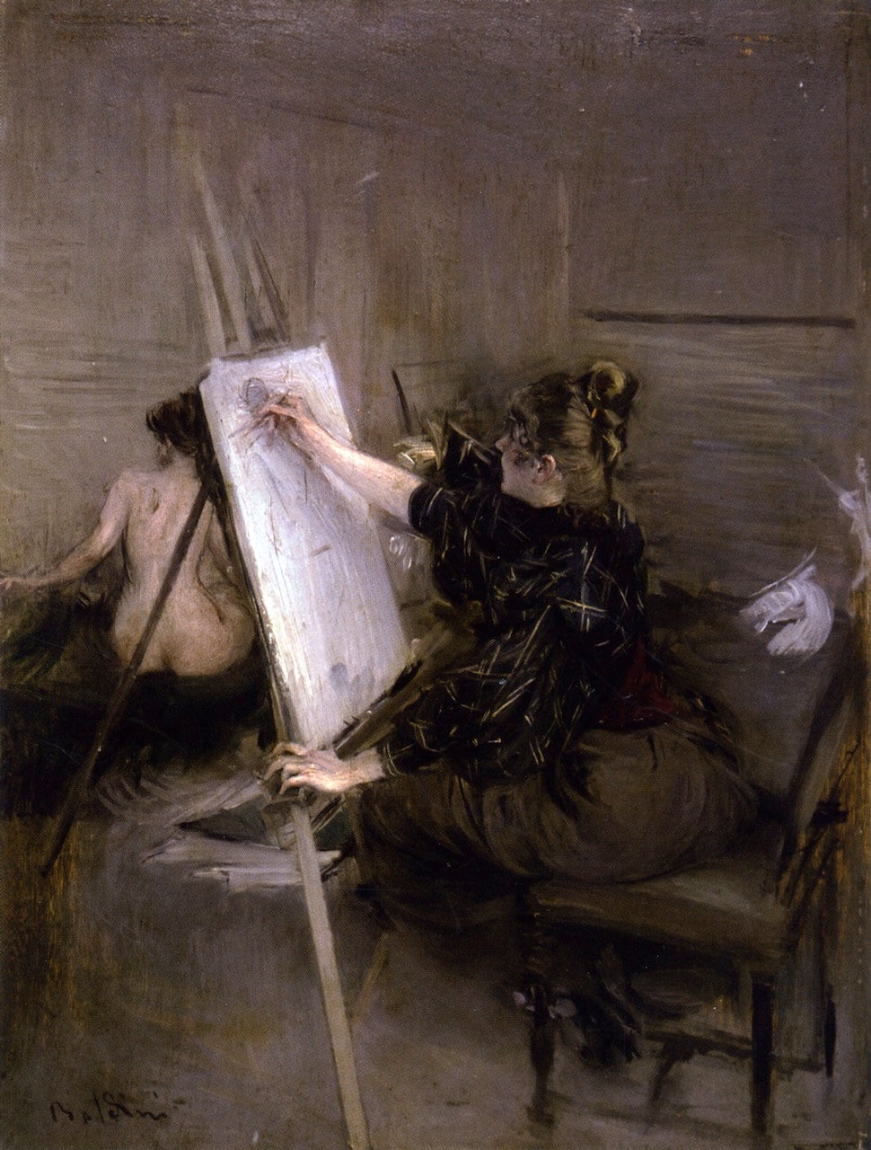 The Artist Ruth Sterling in Her Studio, vintage artwork by Giovanni Boldini, 12x8" (A4) Poster