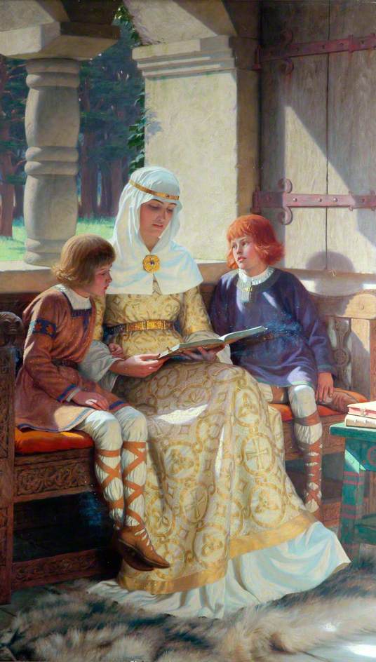 The Boyhood of Alfred the Great, vintage artwork by Edmund Blair Leighton, 12x8" (A4) Poster