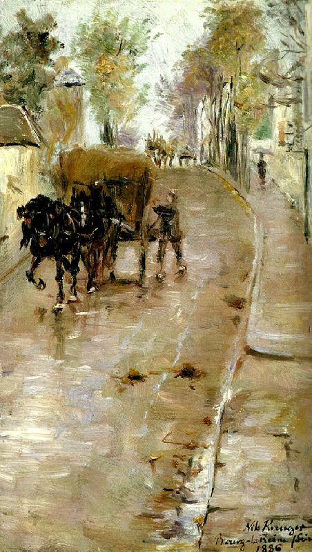 Grand Rue, Bourg-la-Reine, vintage artwork by Nils Kreuger, 12x8" (A4) Poster