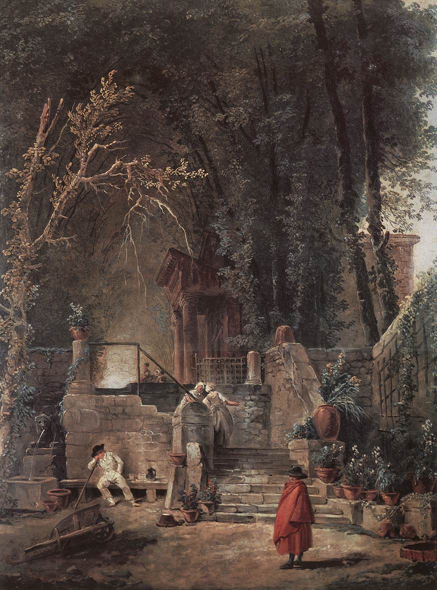 Italian Park, vintage artwork by Hubert Robert, 12x8" (A4) Poster