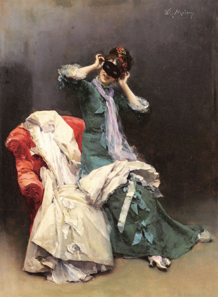 Preparing for the Costume Ball, vintage artwork by Raimundo de Madrazo y Garreta, 12x8" (A4) Poster