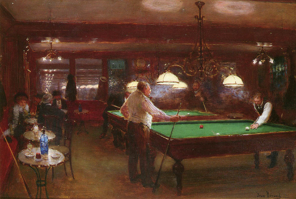 La Partie de Billard, vintage artwork by Jean-Georges Beraud, 12x8" (A4) Poster
