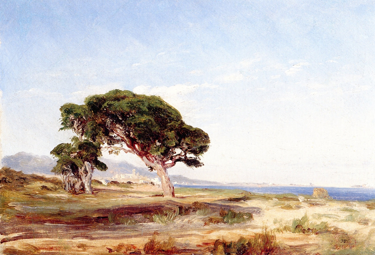 Paysage des environs de Cagnes, vintage artwork by Felix-Francois-Georges-Philbert Ziem, 12x8" (A4) Poster