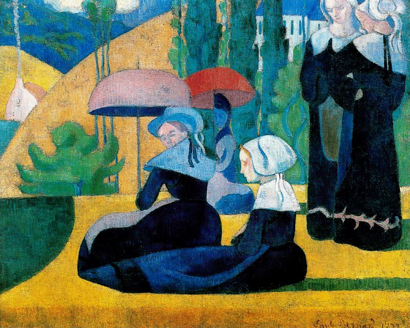 Breton Women with Parasols by Emile Bernard,A3(16x12")Poster