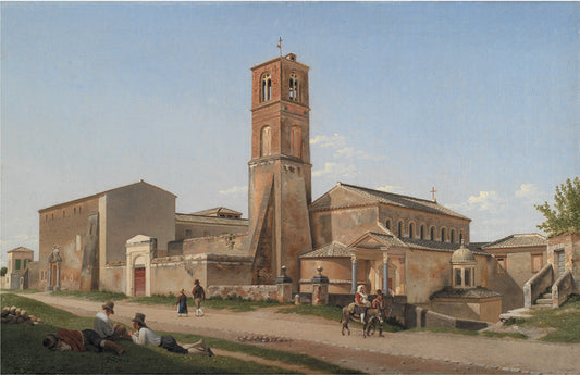 S. Agnese Fuori le Mura, Rome, vintage artwork by Christoffer Wilhelm Eckersberg, 12x8" (A4) Poster