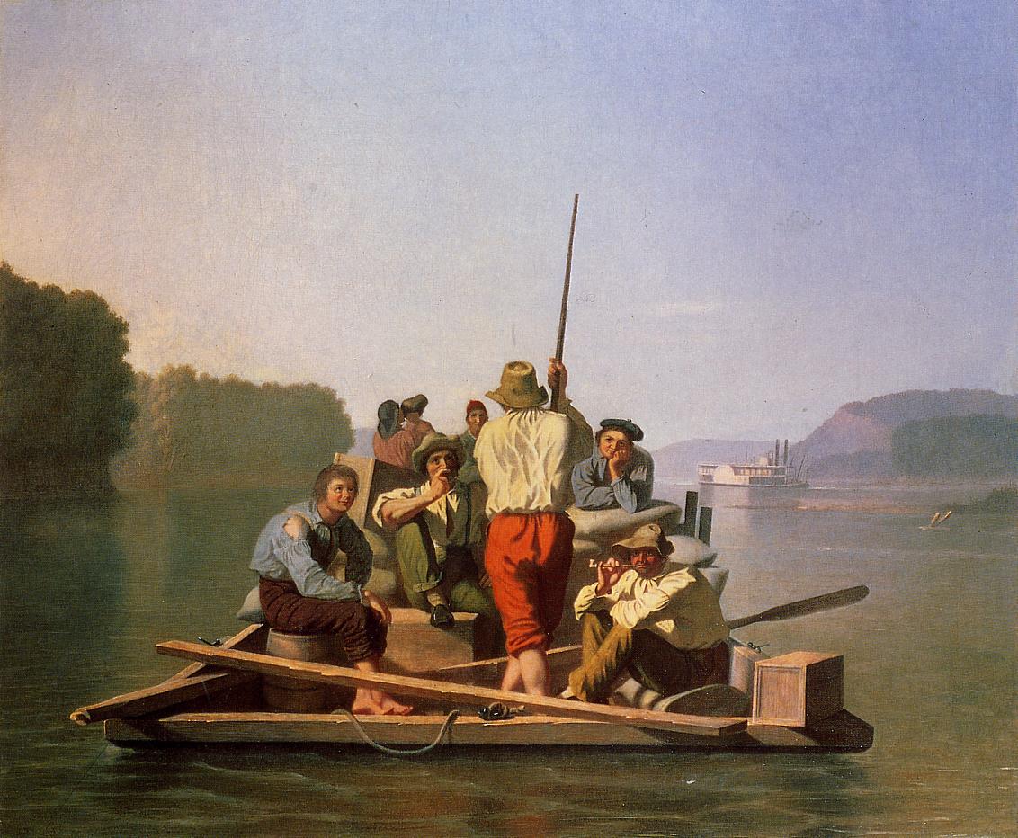 Lighter Relieving the Steamboat Aground, vintage artwork by George Caleb Bingham, A3 (16x12") Poster Print
