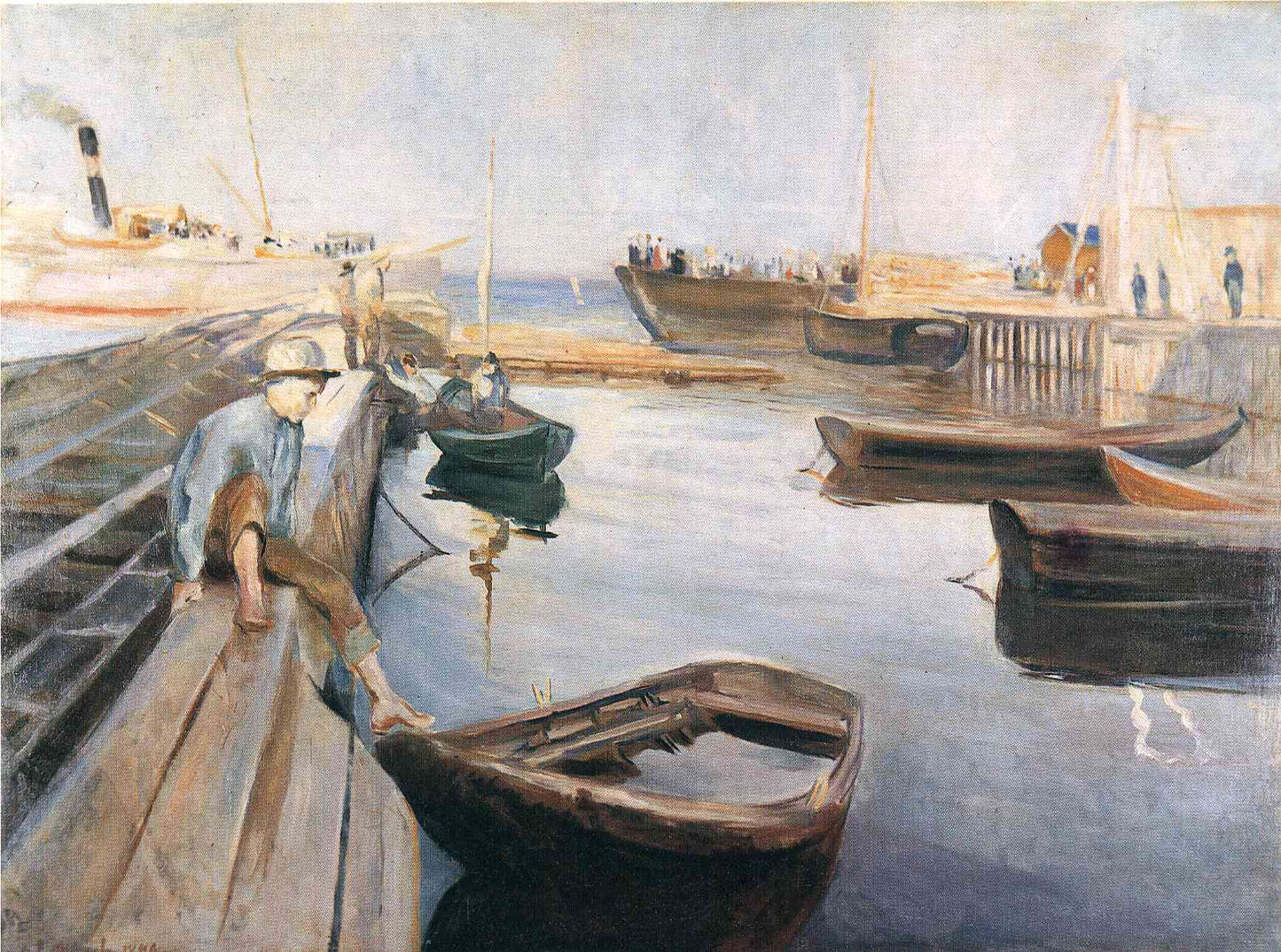 Arrival of the Mail Boat, vintage artwork by Edvard Munch, 12x8" (A4) Poster