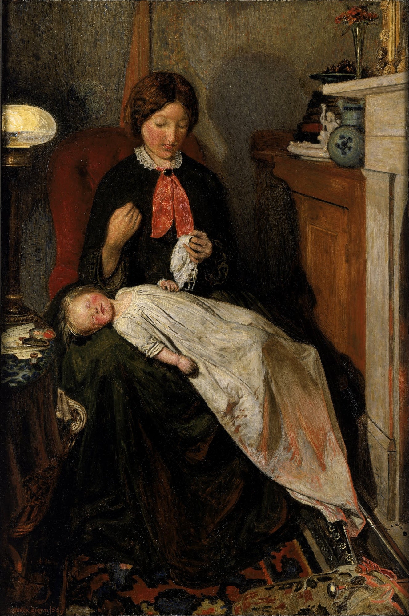 Waiting, an English fireside of 1854-55, vintage artwork by Ford Madox Brown, A3 (16x12") Poster Print