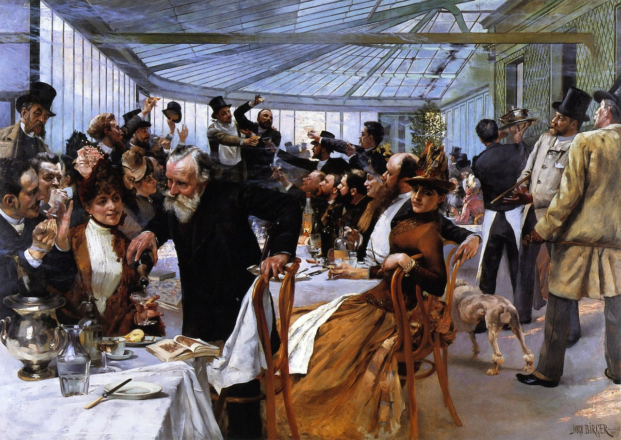 cheon at Cafe Ledoyen, on Varnishing Day 1886 by Hugo Birger,A3(16x12")Poster