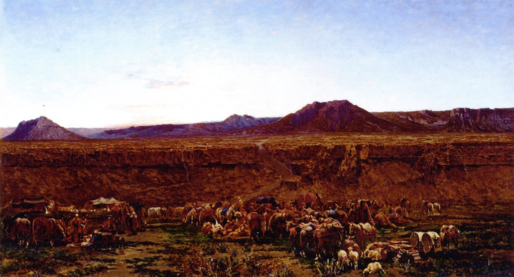Caravan in the Persian Desert, vintage artwork by Alberto Pasini, 12x8" (A4) Poster