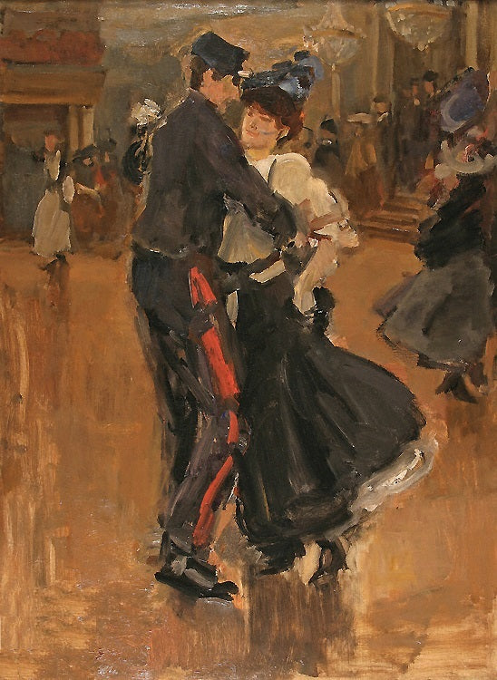 Dancing at Moulin de la Galette, vintage artwork by Isaac Israels, 12x8" (A4) Poster