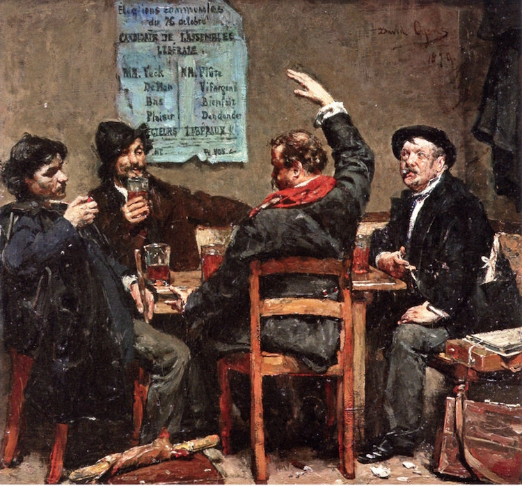 De stamtael: Storytelling in a Cafe, vintage artwork by David Oyens, 12x8" (A4) Poster