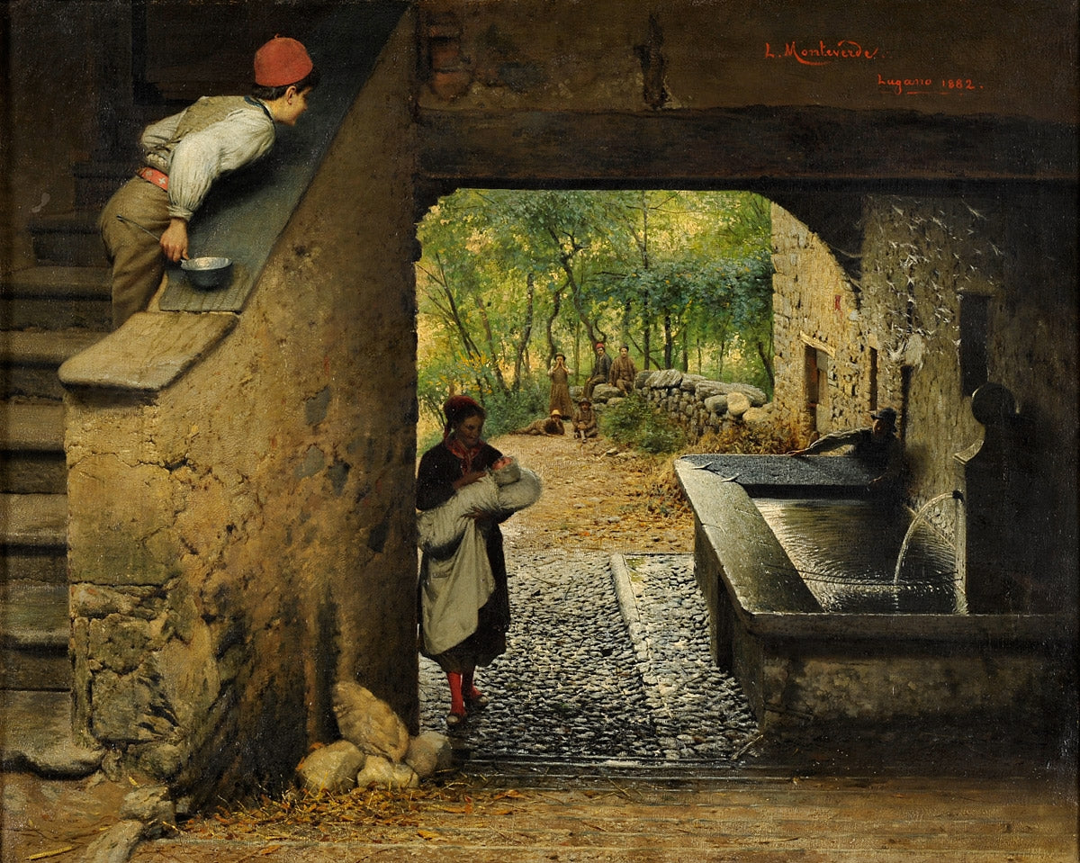 The Newborn, vintage artwork by Luigi Monteverde, 12x8" (A4) Poster