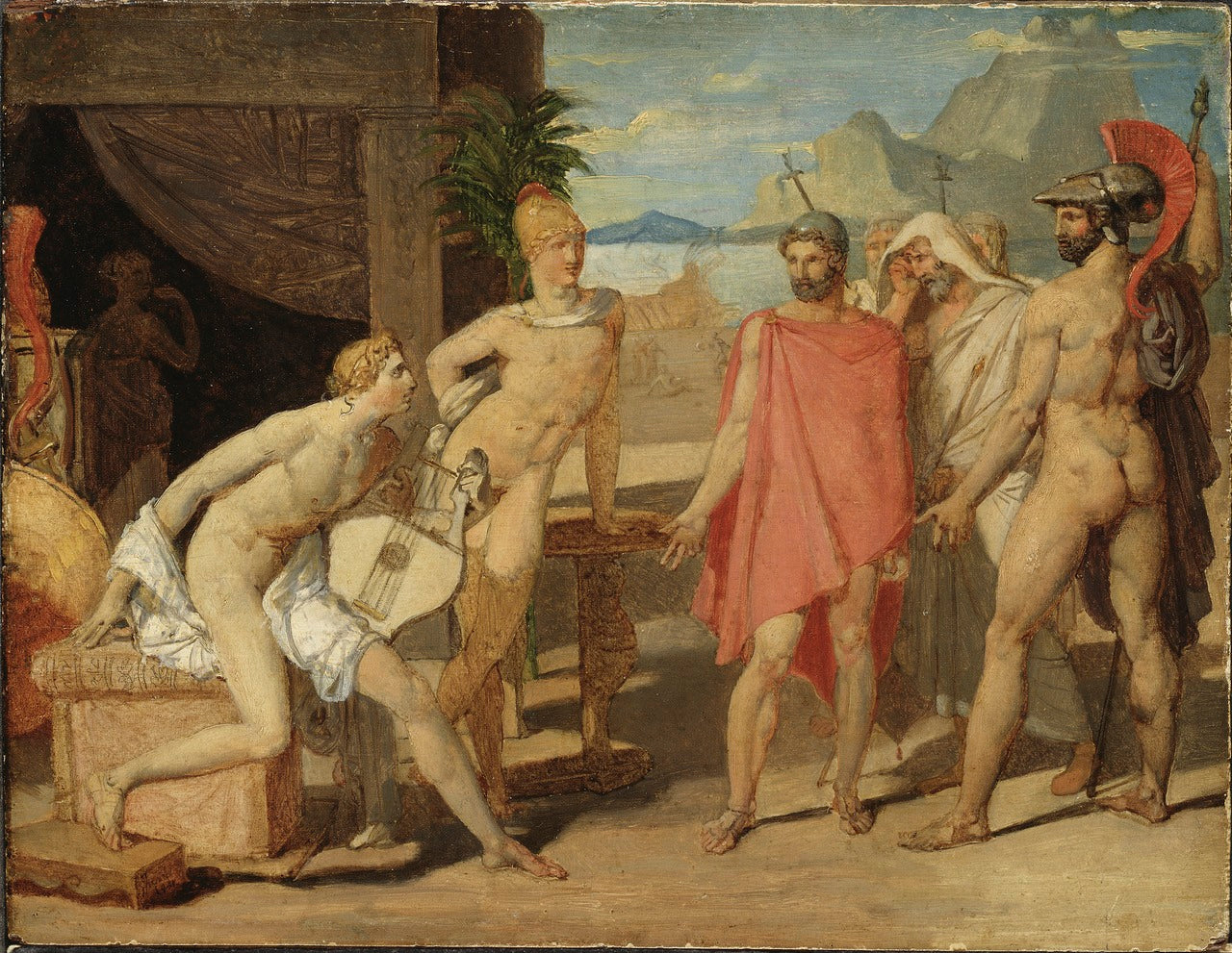 Achilles Receiving the Envoys of Agamemnon, vintage artwork by Jean-Auguste-Dominique Ingres, 12x8" (A4) Poster