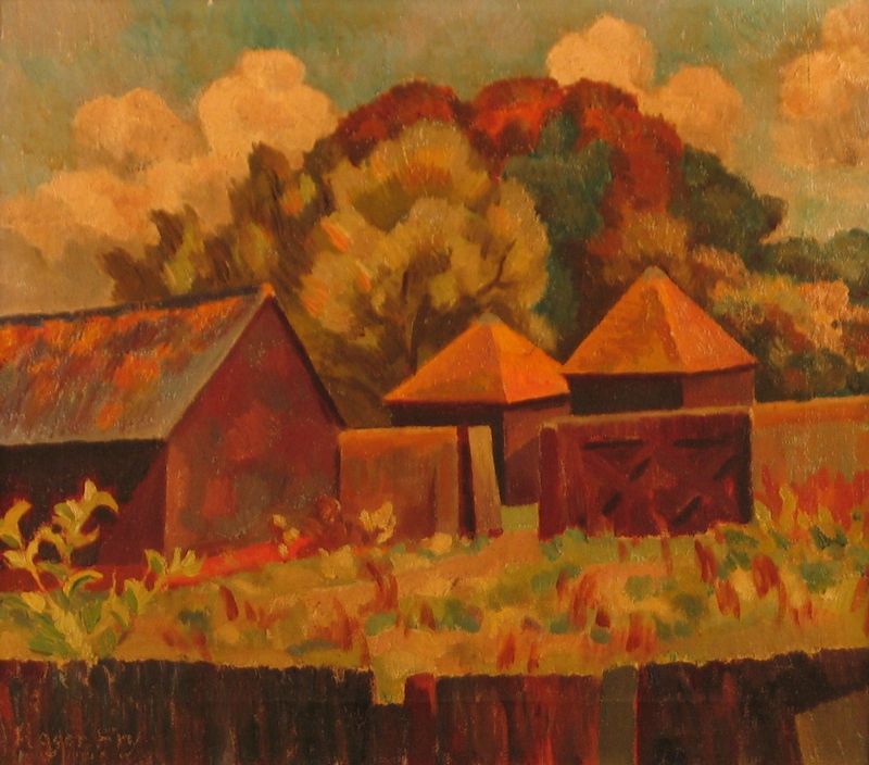 Farmyard in Sussex, vintage artwork by Roger Eliot Fry, 12x8" (A4) Poster