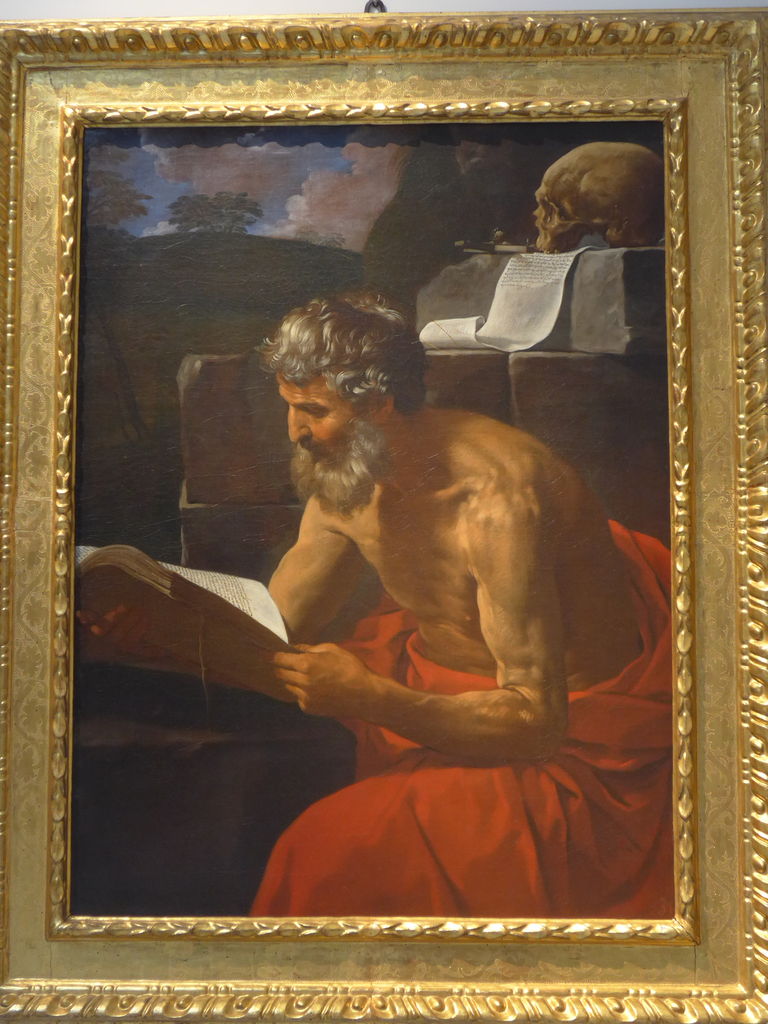 Saint Jerome Reading, vintage artwork by Simone Cantarini, 12x8" (A4) Poster