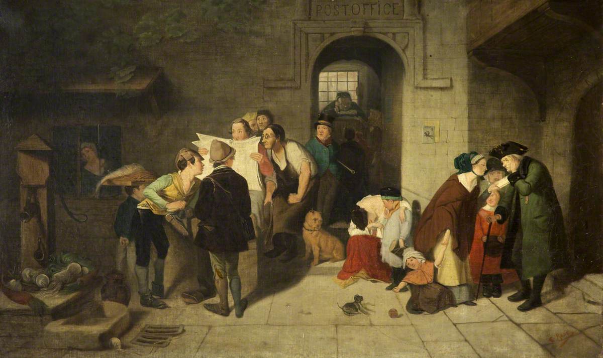 Reading the Gazette, vintage artwork by Edward Villiers Rippingille, A3 (16x12") Poster Print