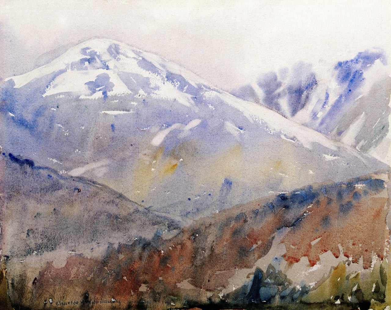 First Snow Mount Washington, vintage artwork by Charles H. Woodbury, 12x8" (A4) Poster