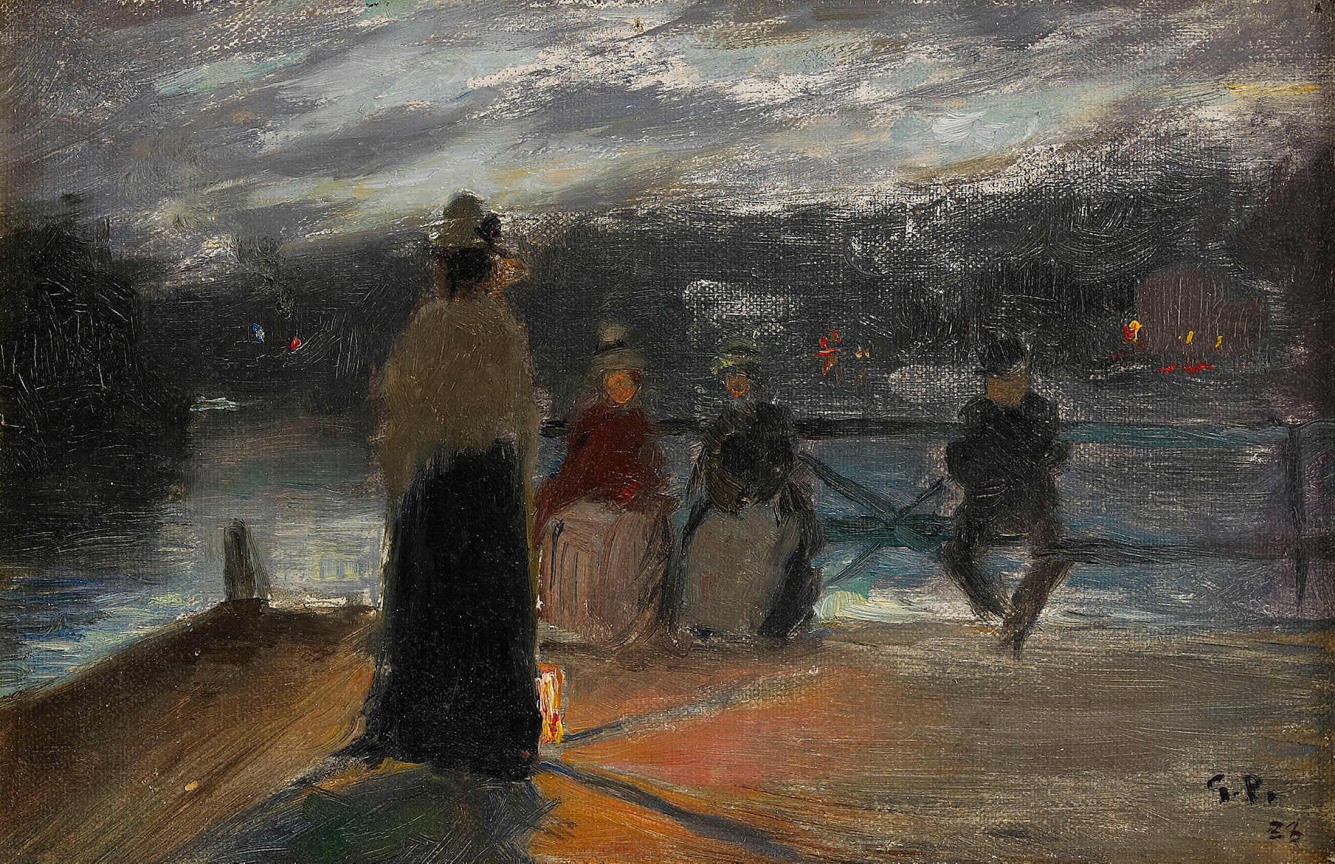 On the Bridge, vintage artwork by Georg Pauli, 12x8" (A4) Poster