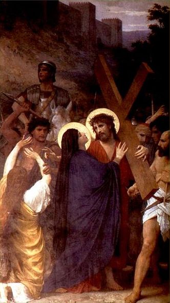 Christ Meeting His Mother on the Way to Calvary, vintage artwork by William Bouguereau, 12x8" (A4) Poster