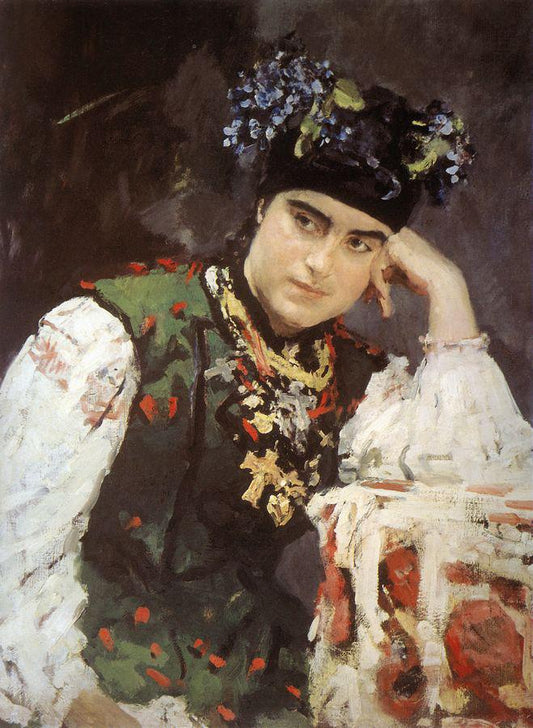 Portrait of S. M. Dragomirova, vintage artwork by Valentin Serov, 12x8" (A4) Poster