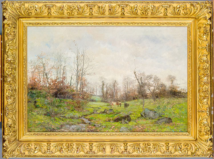 Cows by Stream, vintage artwork by Frank C. Penfold, 12x8" (A4) Poster