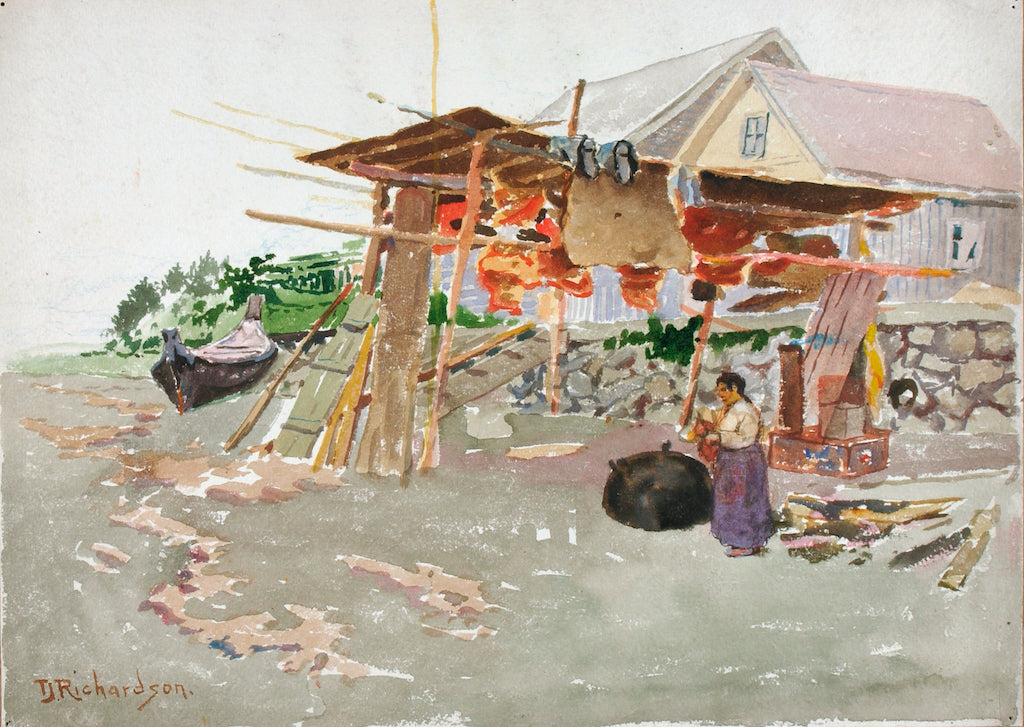 mon Drying, Indian Village, Alaska by Theodore J. Richardson,A3(16x12")Poster