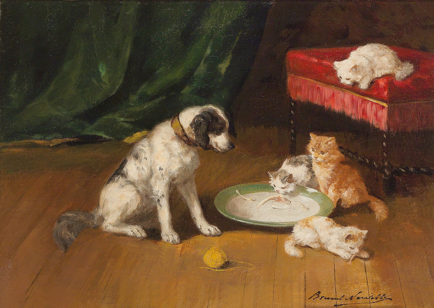 hund und katz by Alfred Brunel de Neuville,A3(16x12")Poster