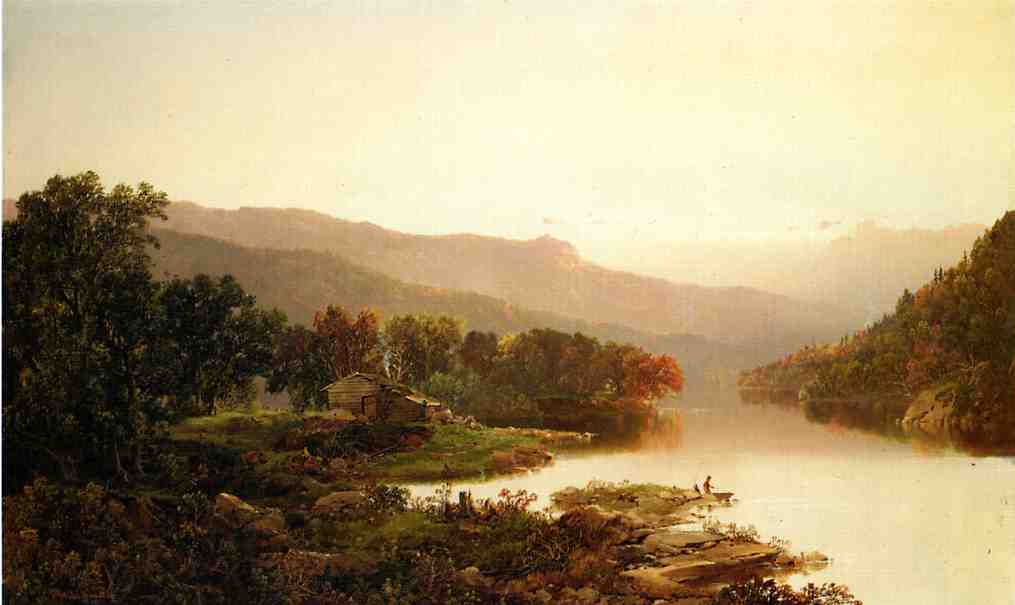 Fishing in the Cove, vintage artwork by William Louis Sonntag, Sr, 12x8" (A4) Poster