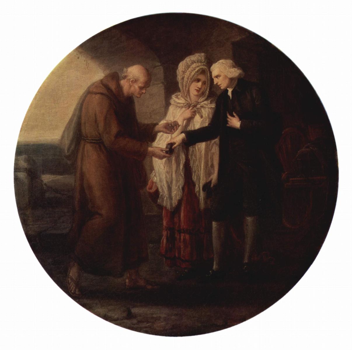 The Monk from Calais, vintage artwork by Angelica Kauffmann, 12x8" (A4) Poster