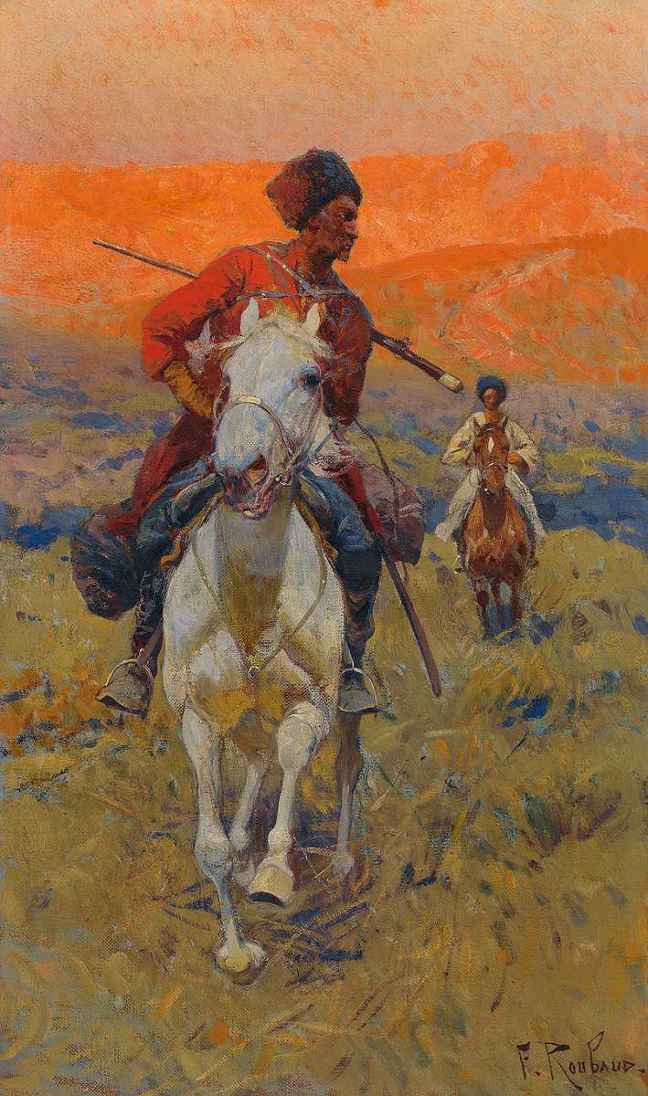 Two Caucasian Scouts by Franc Alekseevich Rubo,A3(16x12")Poster