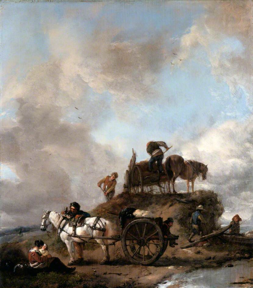 Peasants in the Fields: Hay Harvest, vintage artwork by Philips Wouwerman, 12x8" (A4) Poster