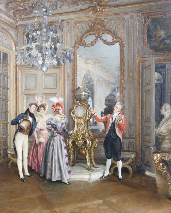 Clock Room, Versailles, vintage artwork by Paul Schaan, 12x8" (A4) Poster
