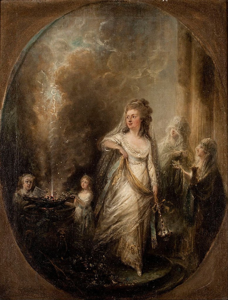 Ulla von Höpken's sacrifice to Asclepius, vintage artwork by Elias Martin, 12x8" (A4) Poster