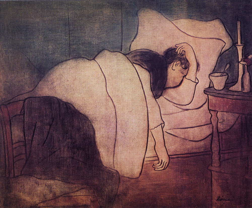 Lady in bed by Jozsef Rippl-Ronai,A3(16x12")Poster