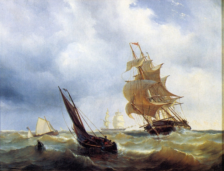 Rough Day at Sea, vintage artwork by Mauritz F. H. De Haas, 12x8" (A4) Poster