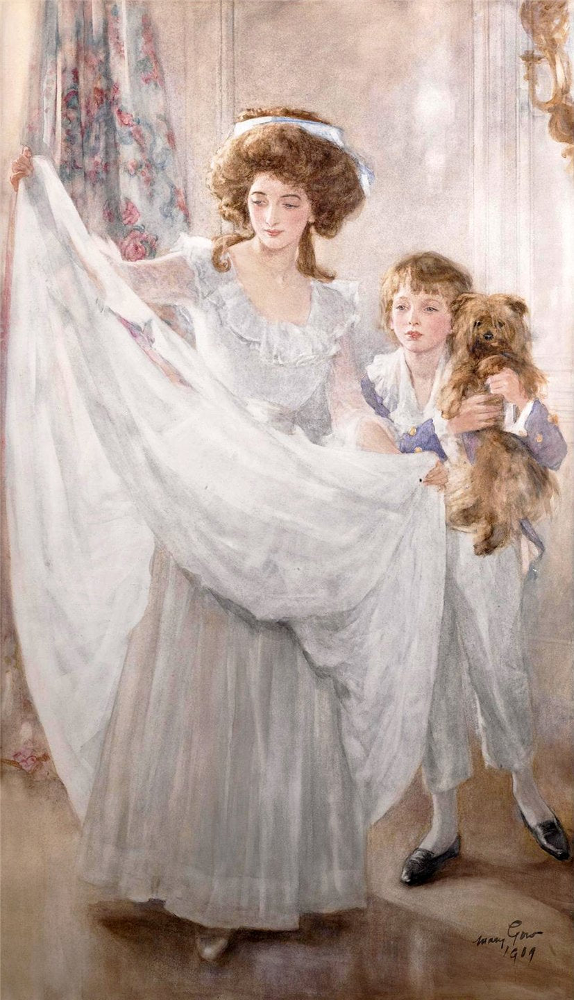 Mother and Son, vintage artwork by Mary Louisa Gow, 12x8" (A4) Poster