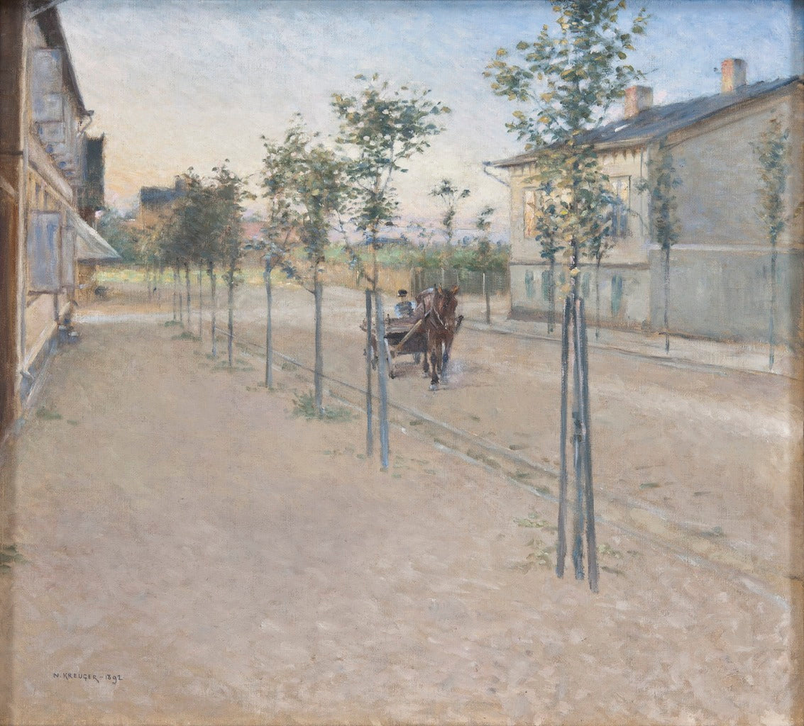 Evening in Varberg, vintage artwork by Nils Kreuger, 12x8" (A4) Poster