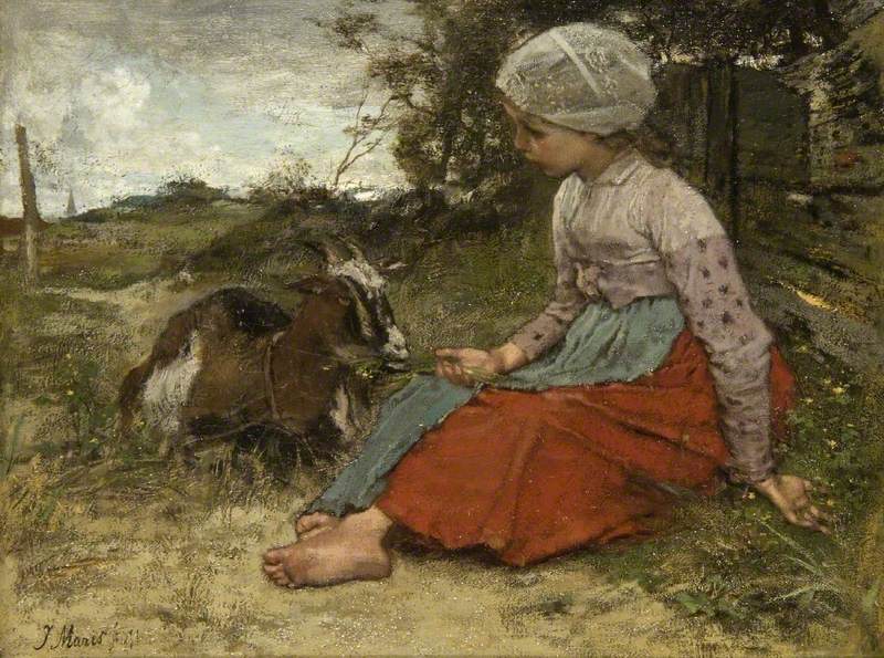 The Pet Goat, vintage artwork by Jacob Maris, 12x8" (A4) Poster