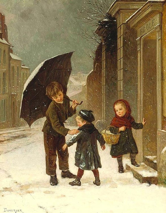 In time for school, vintage artwork by Theophile-Emmanuel Duverger, A3 (16x12") Poster Print