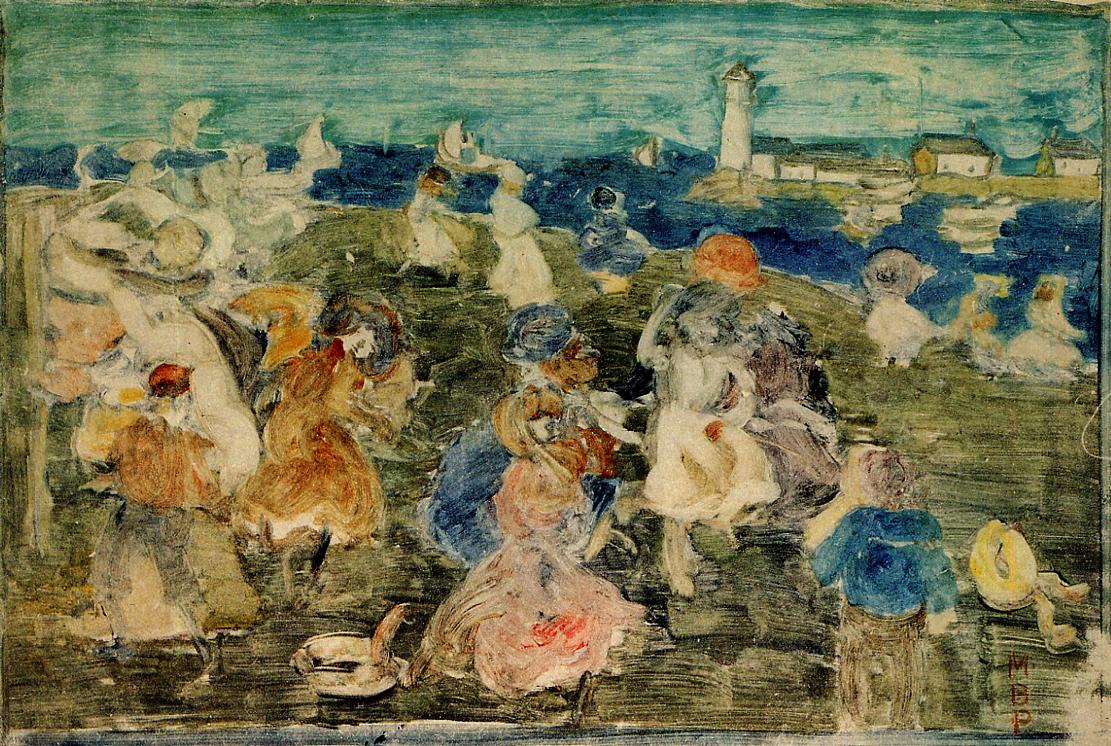 Beach Scene with Lighthouse by Maurice Prendergast,A3(16x12")Poster