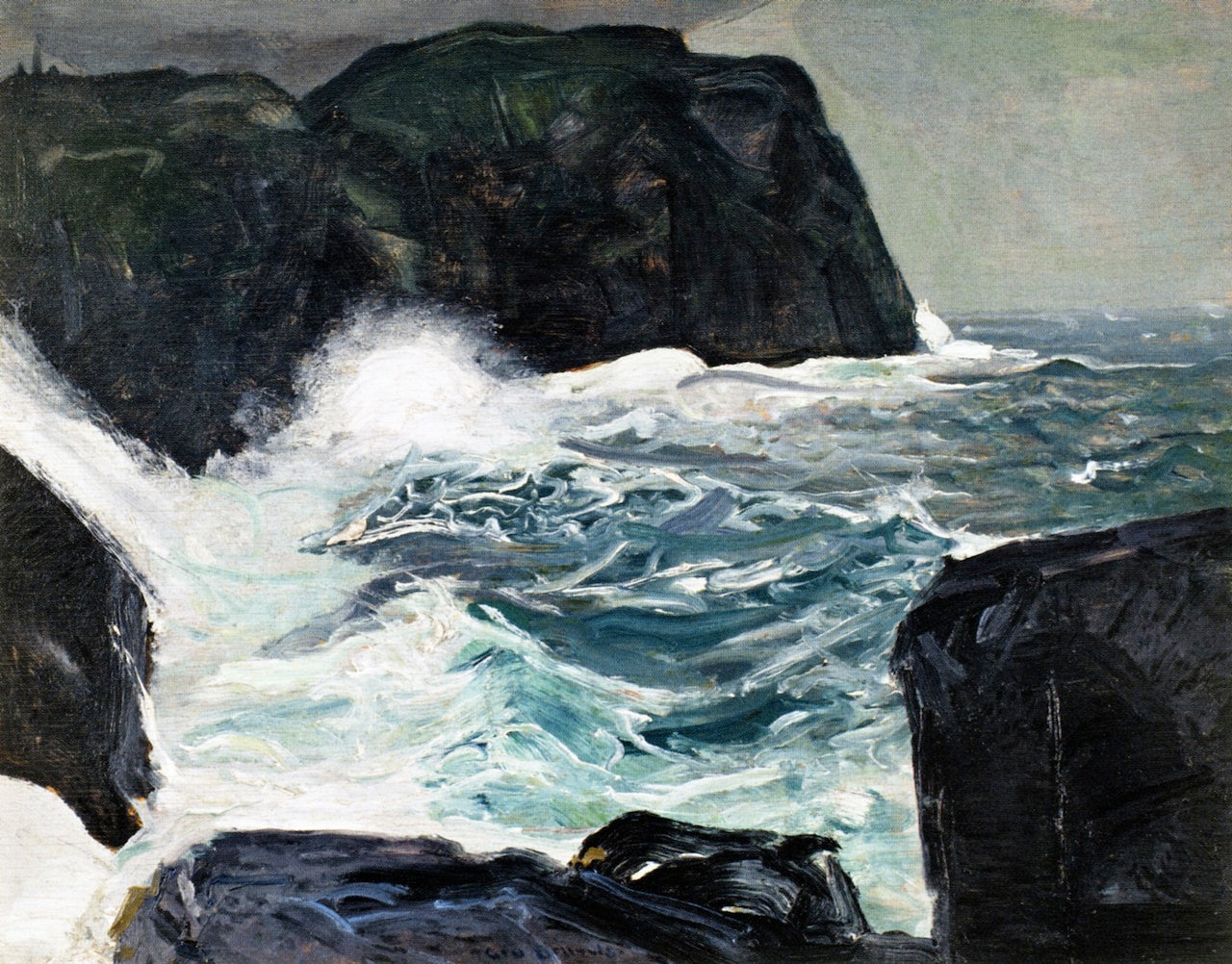 Blackhead and Sea, vintage artwork by George Wesley Bellows, 12x8" (A4) Poster