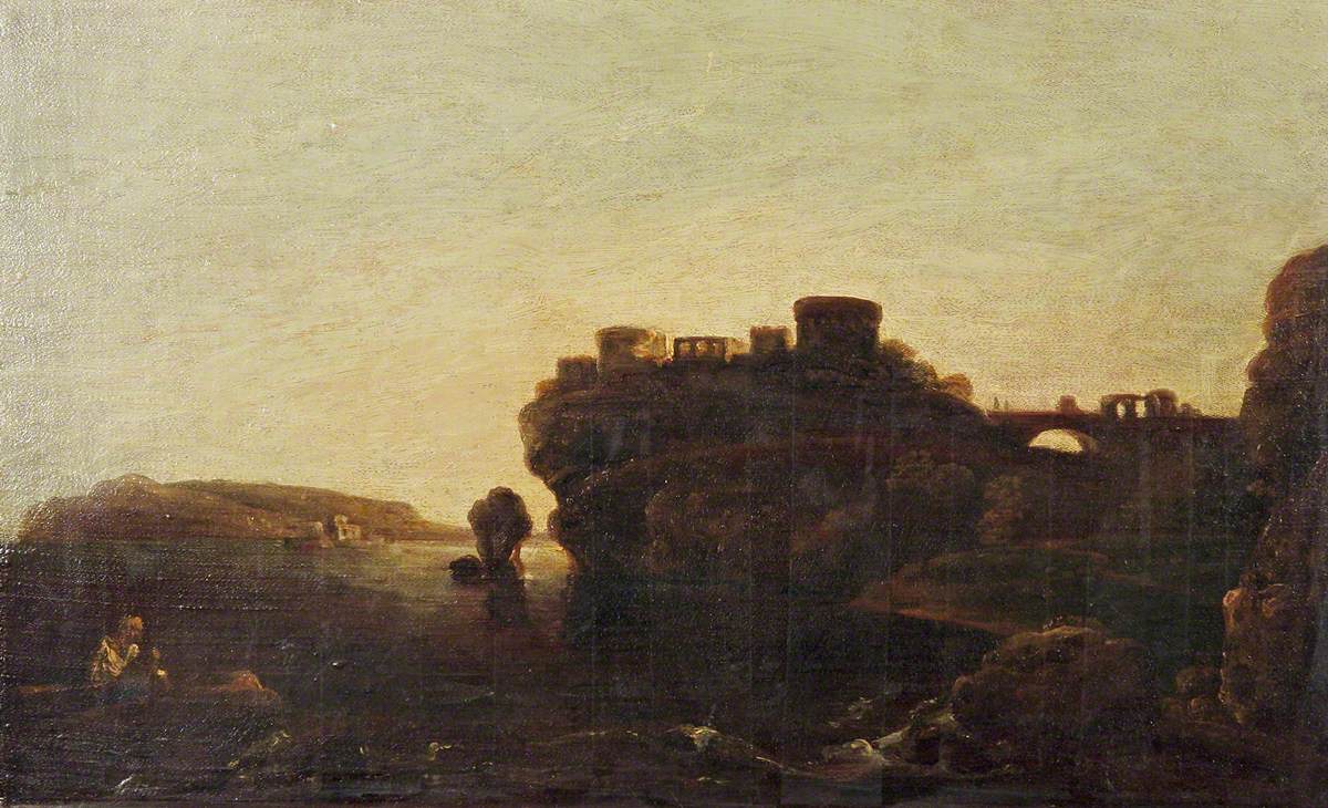 The Temple of Venus, Baiae, Italy, vintage artwork by John Crome, 12x8" (A4) Poster