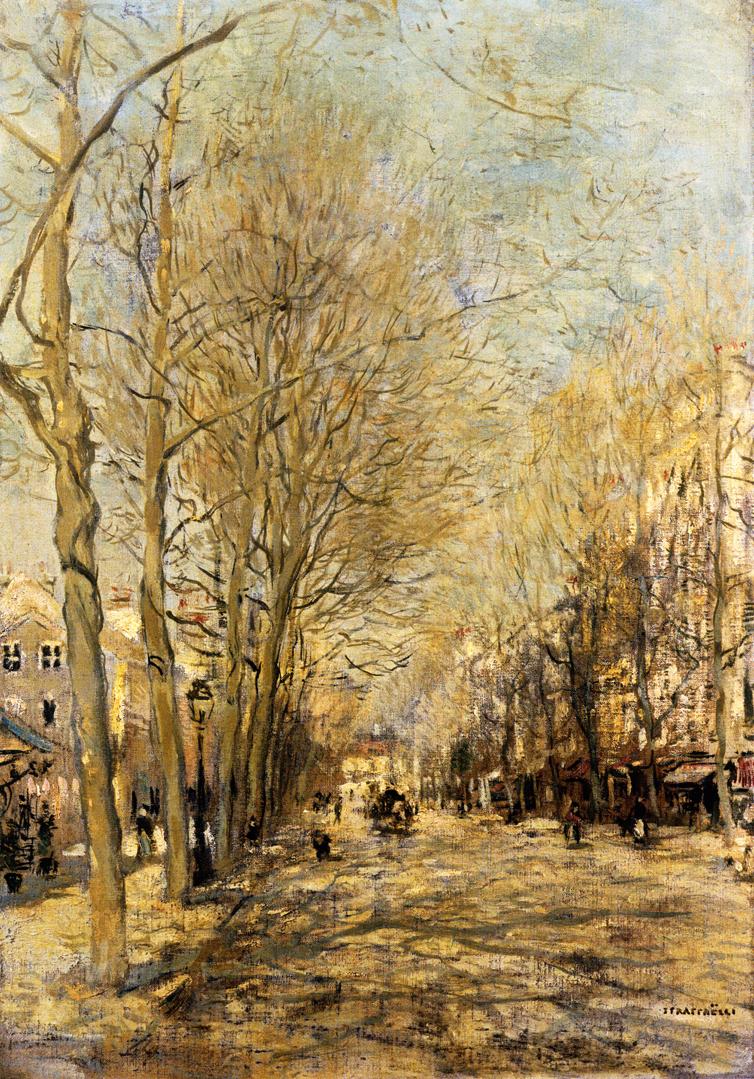A Boulevard, vintage artwork by Jean-François Raffaëlli, 12x8" (A4) Poster