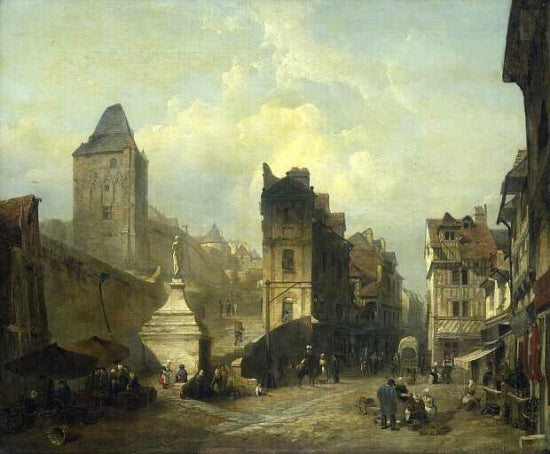 La place de la Barre à Dieppe en 1838, vintage artwork by Clarkson Frederick Stanfield, A3 (16x12") Poster Print
