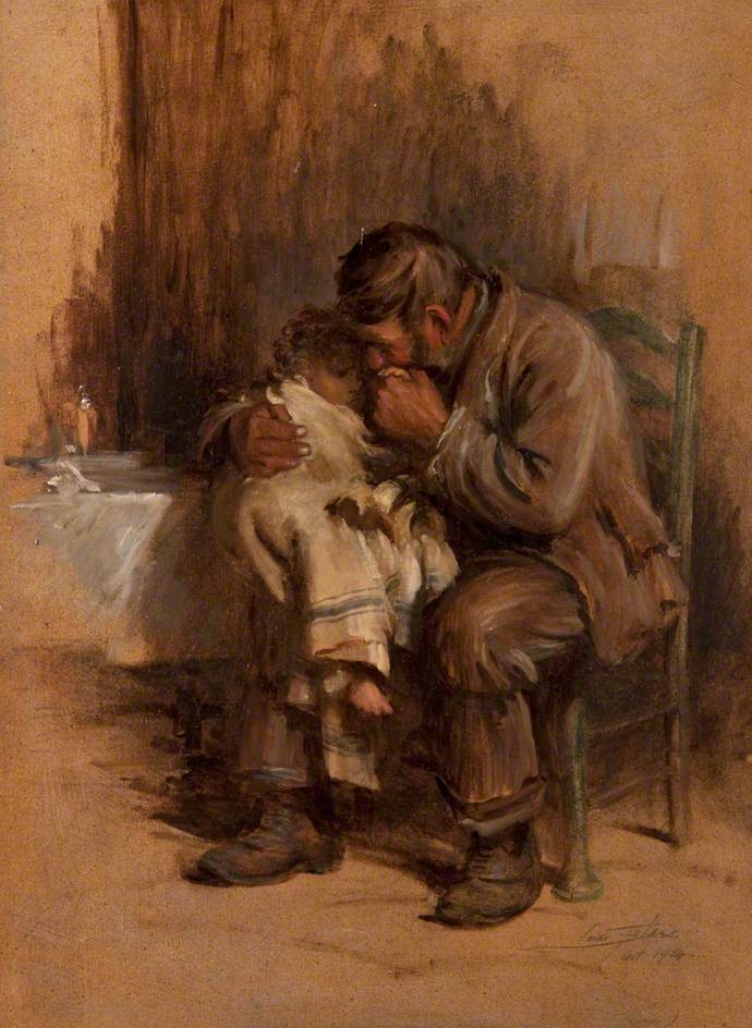 Motherless, vintage artwork by Sir Luke Fildes, 12x8" (A4) Poster