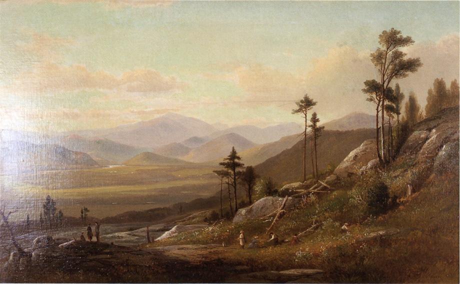 Picnic on "Artist's Ledge," Overlooking Conway Meadows, New Hampshire, vintage artwork by Benjamin Champney, A3 (16x12") Poster Print