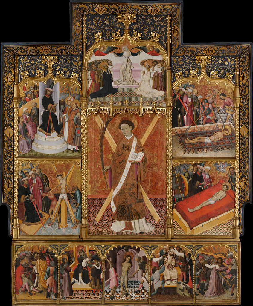 Altarpiece of Saint Vincent, vintage artwork by Bernat Martorell, 12x8" (A4) Poster